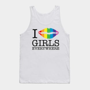 i kiss girls everywhere rainbow lips Tank Top